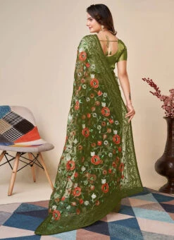 Green Net Embroidered Saree After Six Wear -Deals Chic Lehenga Store green net embroidered saree sasacw8970 b