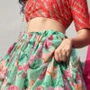 Green Organza Digital Print Umbrella Lehenga Party Wear