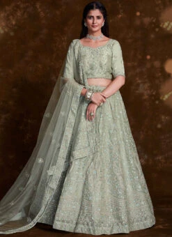 Pista Green Organza Embroidered Umbrella Lehenga Wedding Wear 6 Pista Green Organza Embroidered Umbrella Lehenga Wedding Wear -Deals Chic Lehenga Store green organza embroidered umbrella lehenga ghska467275003 u