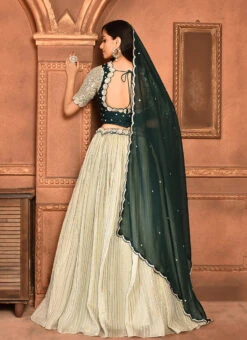Green Pure Silk Hand Work A Line Lehenga Party Wear -Deals Chic Lehenga Store green pure silk hand work a line lehenga ghksg4302 b