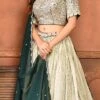 Green Pure Silk Hand Work A Line Lehenga Party Wear