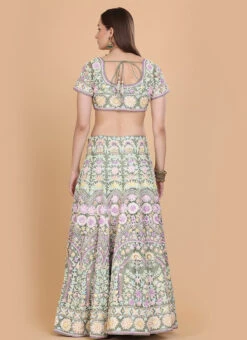 Green Raw Silk Embroidery Umbrella Lehenga Choli With Dupatta Wedding Wear -Deals Chic Lehenga Store green raw silk embroidery umbrella lehenga choli with dupatta ghmcbl223 b