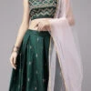 Green Satin Blend Zari A Line Lehenga Festive Wear