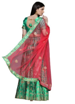 Green Satin Silk Embroidered A Line Lehenga Festive Wear -Deals Chic Lehenga Store green satin silk embroidered a line lehenga ghsstsktlly7626 b