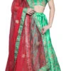 Green Satin Silk Embroidered A Line Lehenga Festive Wear
