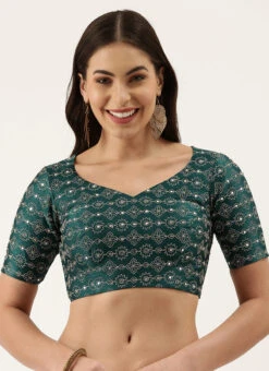 Green Silk Embellished Blouse Party Wear -Deals Chic Lehenga Store green silk embellished blouse blspfb138g u