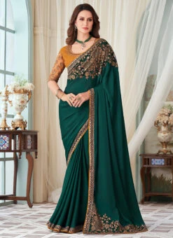 Green Silk Embroidery Sequins Work Saree Party Wear 6 Green Silk Embroidery Sequins Work Saree Party Wear -Deals Chic Lehenga Store green silk embroidery sequins work saree samkns101927017 u