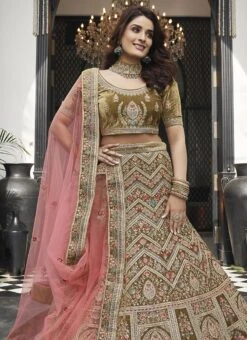 Green Velvet Embroidered Lehenga Choli Wedding Wear -Deals Chic Lehenga Store green velvet embroidered lehenga choli ghmkns9603 b