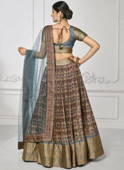 Grey Art Silk Digital Print A Line Lehenga Festive Wear -Deals Chic Lehenga Store grey art silk digital print a line lehenga ghsjssbsl1624 b