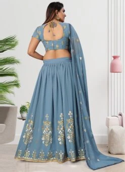 Grey Georgette Embroidered A Line Lehenga Festive Wear -Deals Chic Lehenga Store grey georgette embroidered a line lehenga ghsht5408 b