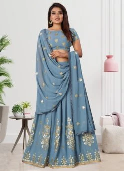 Grey Georgette Embroidered A Line Lehenga Festive Wear -Deals Chic Lehenga Store grey georgette embroidered a line lehenga ghsht5408 u