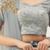 Grey Net Sequins Blouse Festive Wear