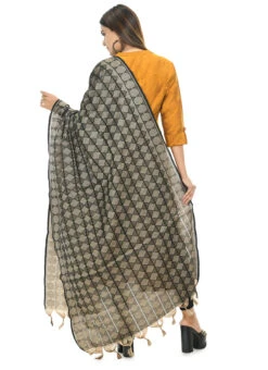 Handloom Cotton Black Weaving Work Dupatta Work Wear -Deals Chic Lehenga Store handloom cotton black weaving work dupatta dpdmimfd082 b