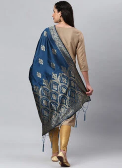 Indigo Blue Benarasi Silk Jacquard Woven Dupatta Festive Wear 7 Indigo Blue Benarasi Silk Jacquard Woven Dupatta Festive Wear -Deals Chic Lehenga Store indigo blue benarasi silk jacquard woven dupatta dpsli1402104iblu b