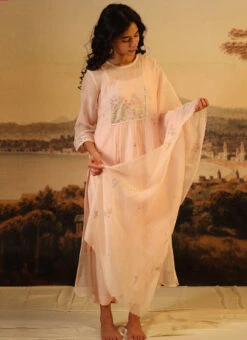 Ivory Pink Chanderi Silk Embroidered Dupatta Party Wear -Deals Chic Lehenga Store ivory pink chanderi silk embroidered dupatta dpbadcsduip01 u