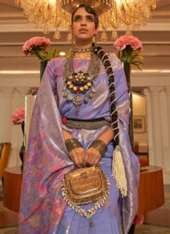Lavender Art Silk Handloom Saree Festive Wear -Deals Chic Lehenga Store lavender art silk handloom saree sasli2188272005 b
