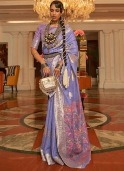 Lavender Art Silk Handloom Saree Festive Wear -Deals Chic Lehenga Store lavender art silk handloom saree sasli2188272005 u