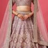 Lavender Color Pure Silk Embroidered And Zari Work Umbrella Lehenga Wedding Wear