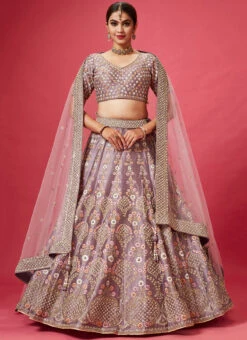 Lavender Color Pure Silk Embroidered And Zari Work Umbrella Lehenga Wedding Wear -Deals Chic Lehenga Store lavender color pure silk embroidered and zari work umbrella lehenga ghmkns396a u