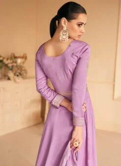 Lavender Embroidery Sequins Silk Anarkali Festive Wear -Deals Chic Lehenga Store lavender embroidery sequins silk anarkali slska45279636 b