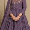 Lavender Faux Georgette Sequins Dresses And Gown Party Wear