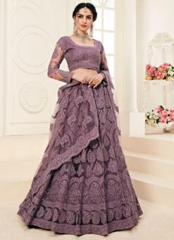 Lavender Net A Line Lehenga Wedding Wear -Deals Chic Lehenga Store lavender net a line lehenga ghsccq1002b u
