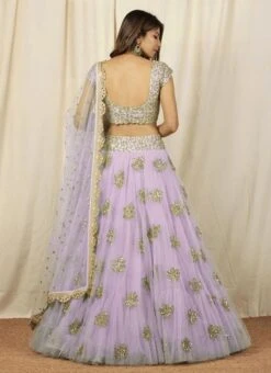Lavender Net Embroidery Umbrella Lehenga Party Wear -Deals Chic Lehenga Store lavender net embroidery umbrella lehenga ghsss0001p b