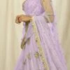 Lavender Net Embroidery Umbrella Lehenga Party Wear