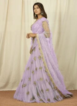 Lavender Net Embroidery Umbrella Lehenga Party Wear -Deals Chic Lehenga Store lavender net embroidery umbrella lehenga ghsss0001p u