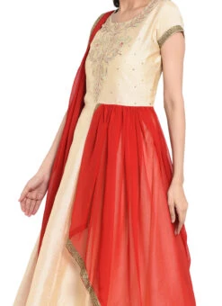 Light Beige Embroidered Anarkali Suit Party Wear