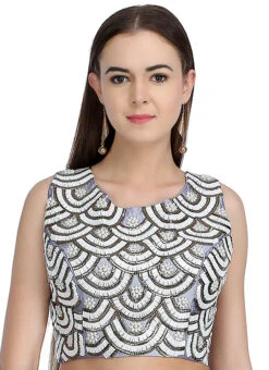 Light Blue Art Silk Embroidered Blouse Festive Wear -Deals Chic Lehenga Store light blue art silk embroidered blouse bldiw24 u