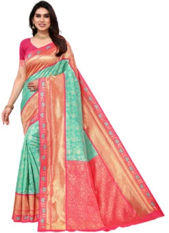 Light Green Banarasi Silk Jacquard Work Saree Festive Wear -Deals Chic Lehenga Store light green banarasi silk jacquard work saree sasdps1006s001 u