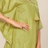 Light Green Dola Silk Kaftan Work Wear