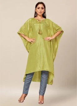 Light Green Dola Silk Kaftan Work Wear 6 Light Green Dola Silk Kaftan Work Wear -Deals Chic Lehenga Store light green dola silk kaftan krsakf1106 u