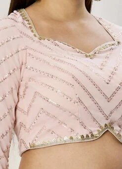 Light Pink Embroidered Georgette Blouse Festive Wear