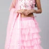 Light Pink Net Embroidered A Line Lehenga Festive Wear