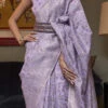 Light Purple Silk Printed Zari Work Saree Festive Wear