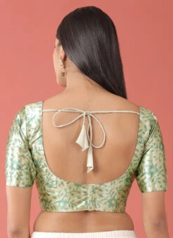 Lime Green Polyster Printed Readymade Blouse Party Wear -Deals Chic Lehenga Store lime green polyster printed readymade blouse blspfb207lg b