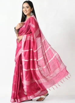 Magenta Blended Cotton Sari After Six Wear -Deals Chic Lehenga Store magenta blended cotton sari sadmfs034 u