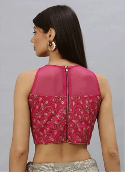 Magenta Embroidered Blouse Festive Wear