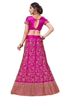Magenta Pink Satin Silk Zari Embroidered A Line Lehenga Festive Wear -Deals Chic Lehenga Store magenta pink satin silk zari embroidered a line lehenga ghsstsktsl7416 b