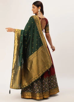 Maroon Art Silk Benarasi Jacquard A Line Lehenga Festive Wear -Deals Chic Lehenga Store maroon art silk benarasi jacquard a line lehenga ghsrk176085 b