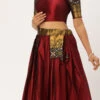 Maroon Art Silk Benarasi Jacquard A Line Lehenga Festive Wear