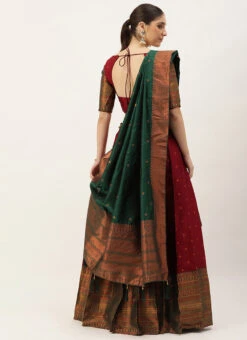 Maroon Art Silk Zari A Line Lehenga Festive Wear -Deals Chic Lehenga Store maroon art silk zari a line lehenga ghsrk175522 b