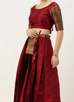 Maroon Art Silk Zari A Line Lehenga Festive Wear