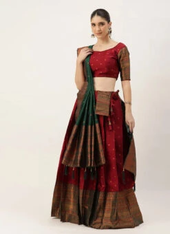 Maroon Art Silk Zari A Line Lehenga Festive Wear -Deals Chic Lehenga Store maroon art silk zari a line lehenga ghsrk175522 u