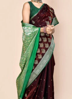 Maroon Art Silk Zari Work Sari Party Wear