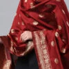 Maroon Benarasi Silk Jacquard Woven Dupatta Festive Wear