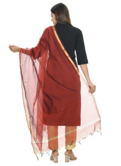 Maroon Chanderi Cotton Dupatta Festive Wear -Deals Chic Lehenga Store maroon chanderi cotton dupatta dpdmfmfd032 b