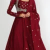 Maroon Pure Silk Zari N Sequins Work Anarkali Suit Party Wear